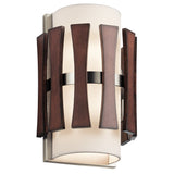 Lampa ścienna Cirus z kasztanowym drewnem - Kichler, kinkiet do salonu / sypialni / kuchni (2xE14)