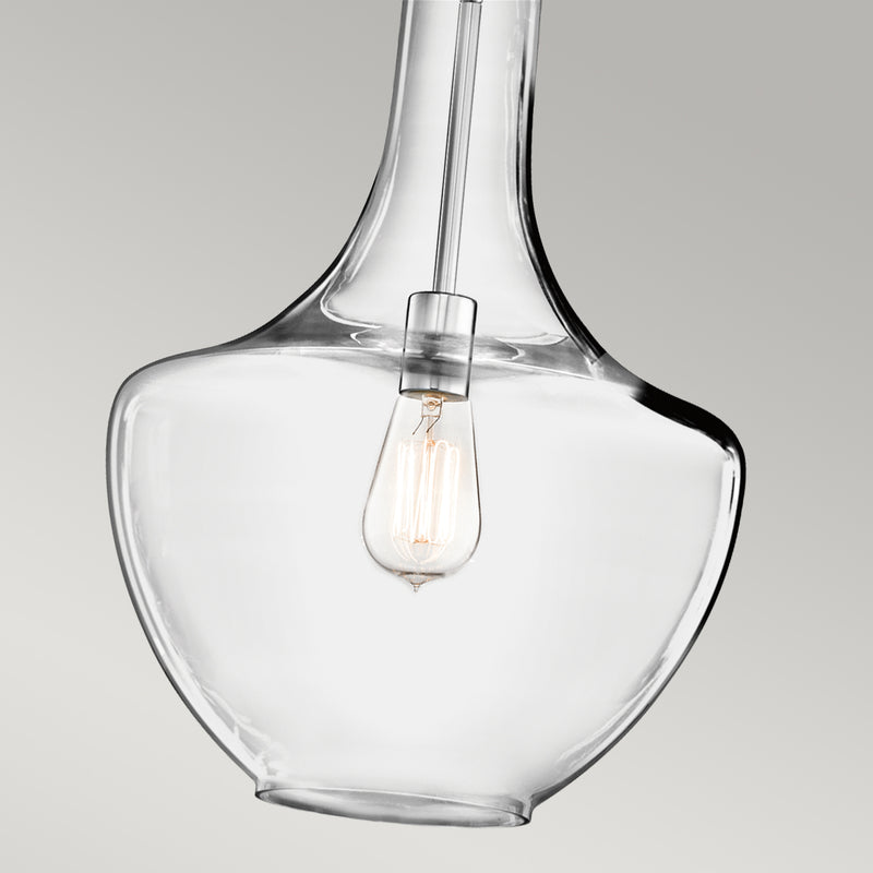 Nowoczesna lampa wisząca, szklana 35cm (chrom) do kuchni salonu restauracji (1xE27) Kichler (Everly)
