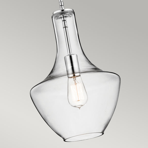 Nowoczesna lampa wisząca, szklana 27cm (chrom) do kuchni salonu restauracji (1xE27) Kichler (Everly)