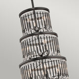 Czarna metalowa lampa wisząca pionowa (pręty, koraliki) do salonu holu sypialni (18xE14) Kichler (Piper)
