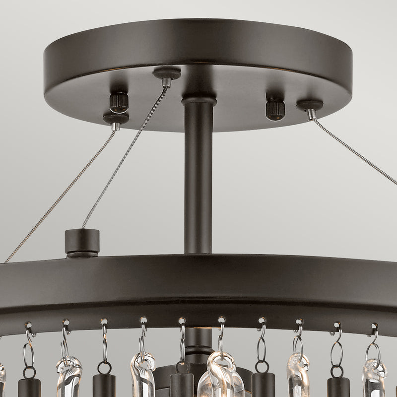 Czarna metalowa lampa sufitowa (pręty, koraliki, 38cm) plafon do salonu holu sypialni (3xE14) Kichler (Piper)