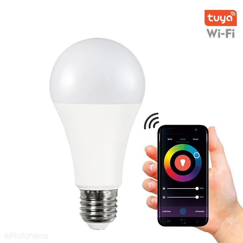 Żarówka Smart WiFi, LED E27 mleczna (A65, 11W - 1055lm) (2700K - 6500K + RGB) Polux/SANTUY0200