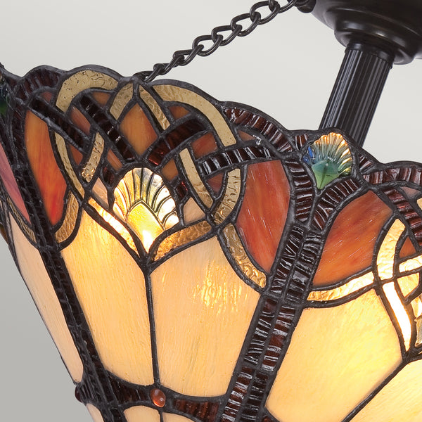 Tiffany lampa witrażowa sufitowa Cambridge, Quoizel