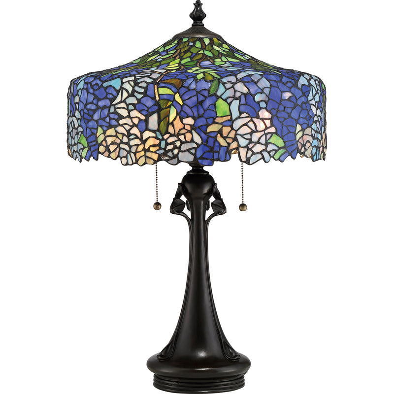 Tiffany lampa stołowa Cobalt, Quoizel