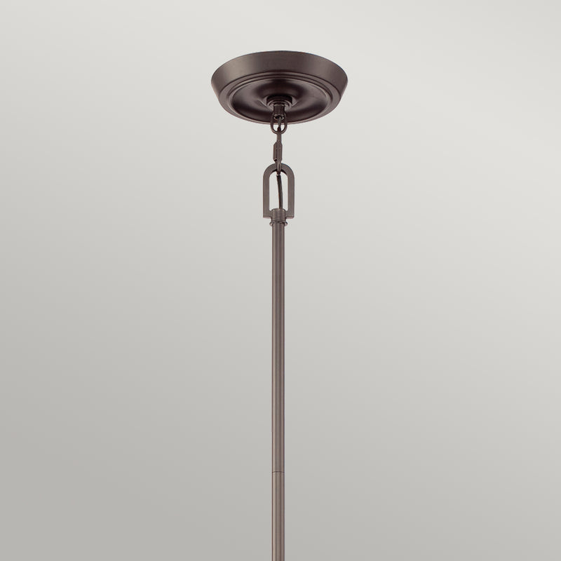Szklana lampa wisząca Penn (zachodni brąz), do kuchni / nad blat / do jadalni -Quoizel, 33cm (świecznik 3xE14)