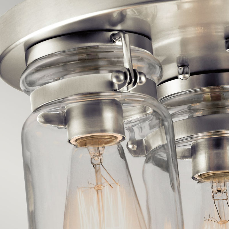 Lampa sufitowa szklany klosz (nikiel) plafon do kuchni salonu 1xE27, Kichler (Brinley)
