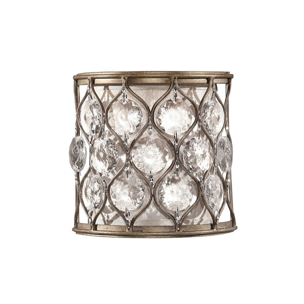 Kryształowa lampa ścienna, ręcznie malowana (oksydowane srebro) do sypialni salonu (1xE14) Feiss (lucia