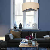 Abażur Tia - beżowa lampa wisząca welurowa, do salonu, sypialni (asymetria 1xE27) ręcznie robiona - ePlafoniera