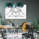 Abażur Jungle - zielona lampa wisząca welurowa, do salonu, sypialni (asymetria - liście 1xE27) ręcznie robiona - ePlafoniera