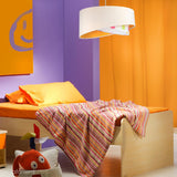 Abażur Merida - biała lampa wisząca welurowa, do sypialni, pokoju dziecka (asymetria - grochy 1xE27) ręcznie robiona - ePlafoniera